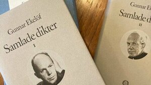 Foto på böcker (Gunnar Ekelöfs Samlade dikter)